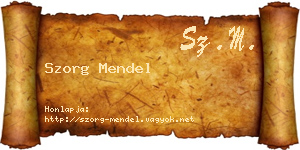Szorg Mendel névjegykártya